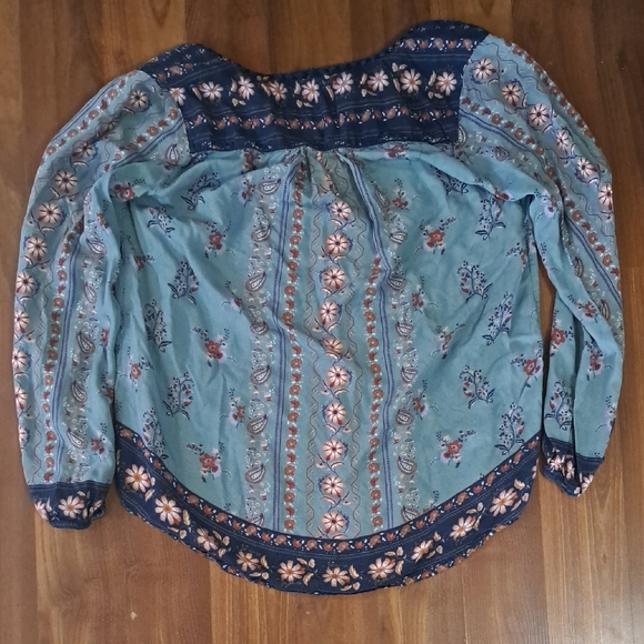 Anthropologie Chic Floral Women's Blouse in Blue. Boho - Picture 6 of 6